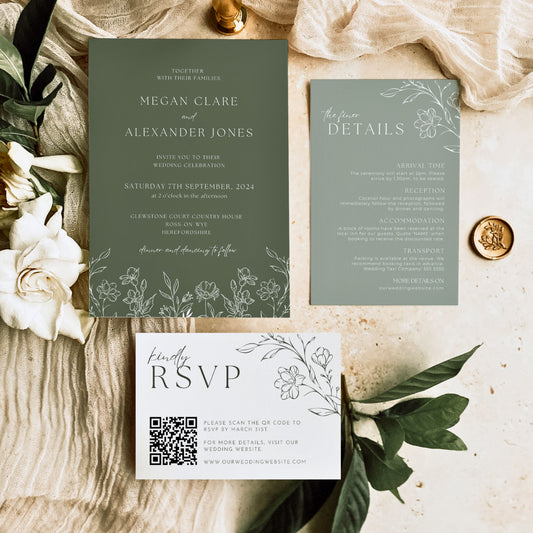 Sage Green Invitation Suite - Willow Collection