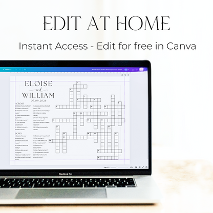 Modern Minimal Sip & Solve Wedding Crossword Puzzle